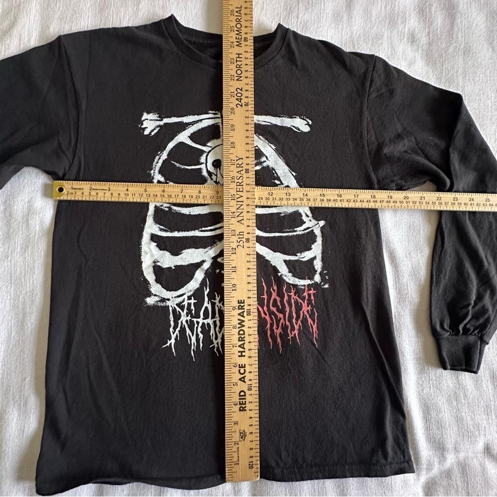 Graphic Skeleton Shirt Mens Medium Dead Inside Goth Punk Halloween Streetwear - Picture 3 of 4